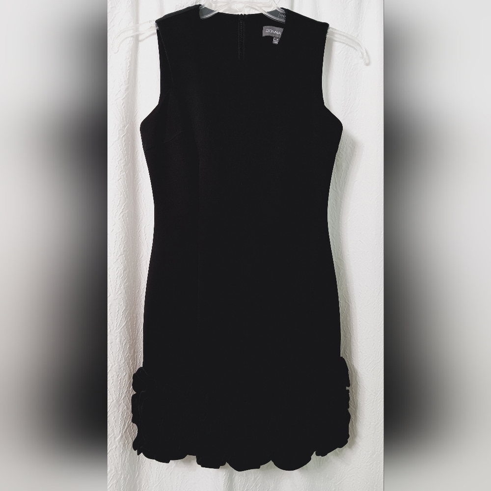 DONNA RICCO Black Ruffle Hem Dress Size 4